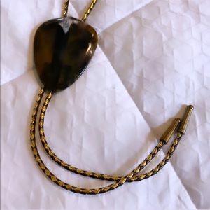 Vintage Amber Stone Gold Cowboy Bolo Tie